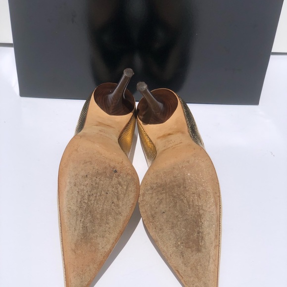 Michael Kors gold metallic high heel pump with texture Sz 8.5 eu 38.5 - Picture 5 of 9